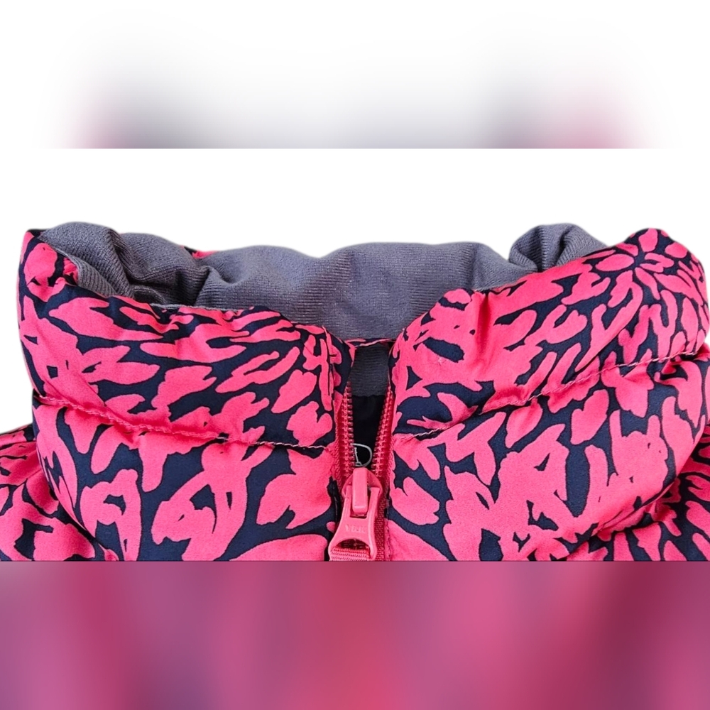 Lands' End - Pink & Navy Floral Abstract Print Puffer Jacket - Picture 3 of 8